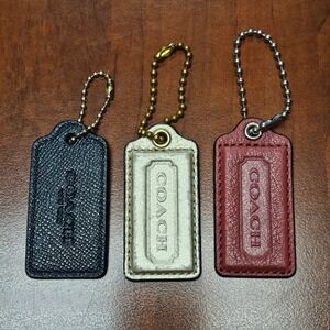 Coach hang tags lot of 3 Large Black, Mauve, Shimmer Gold Leather